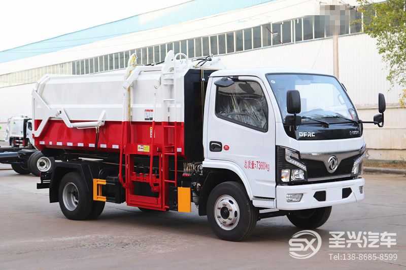 國六-東風福瑞卡5方側裝掛桶垃圾車