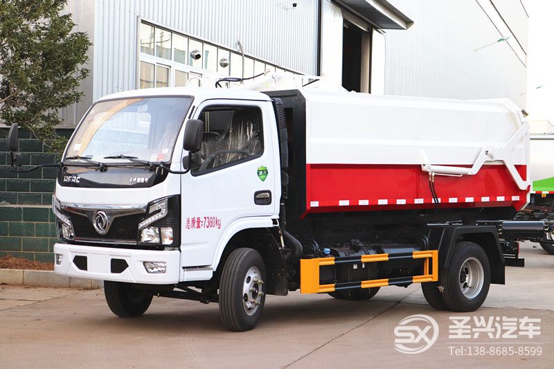 國六-東風福瑞卡5方側裝掛桶垃圾車