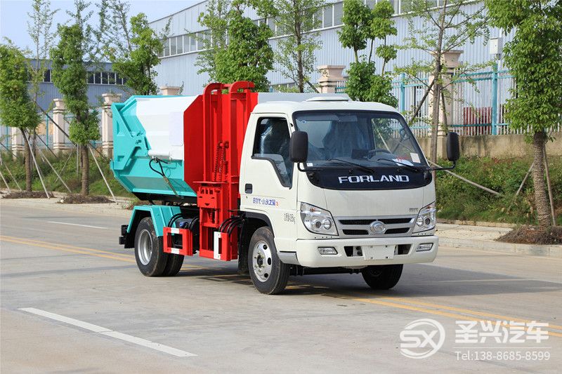 福田時代4方側裝掛桶垃圾轉運車